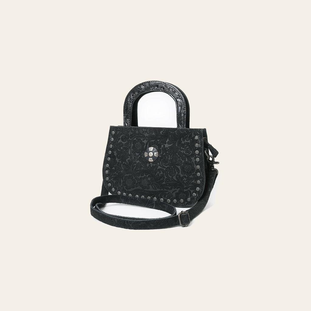 American Darling Tote Bag Hand Tooled Floral Carved Riveted Genuine Leather Western Crossbody for Women
