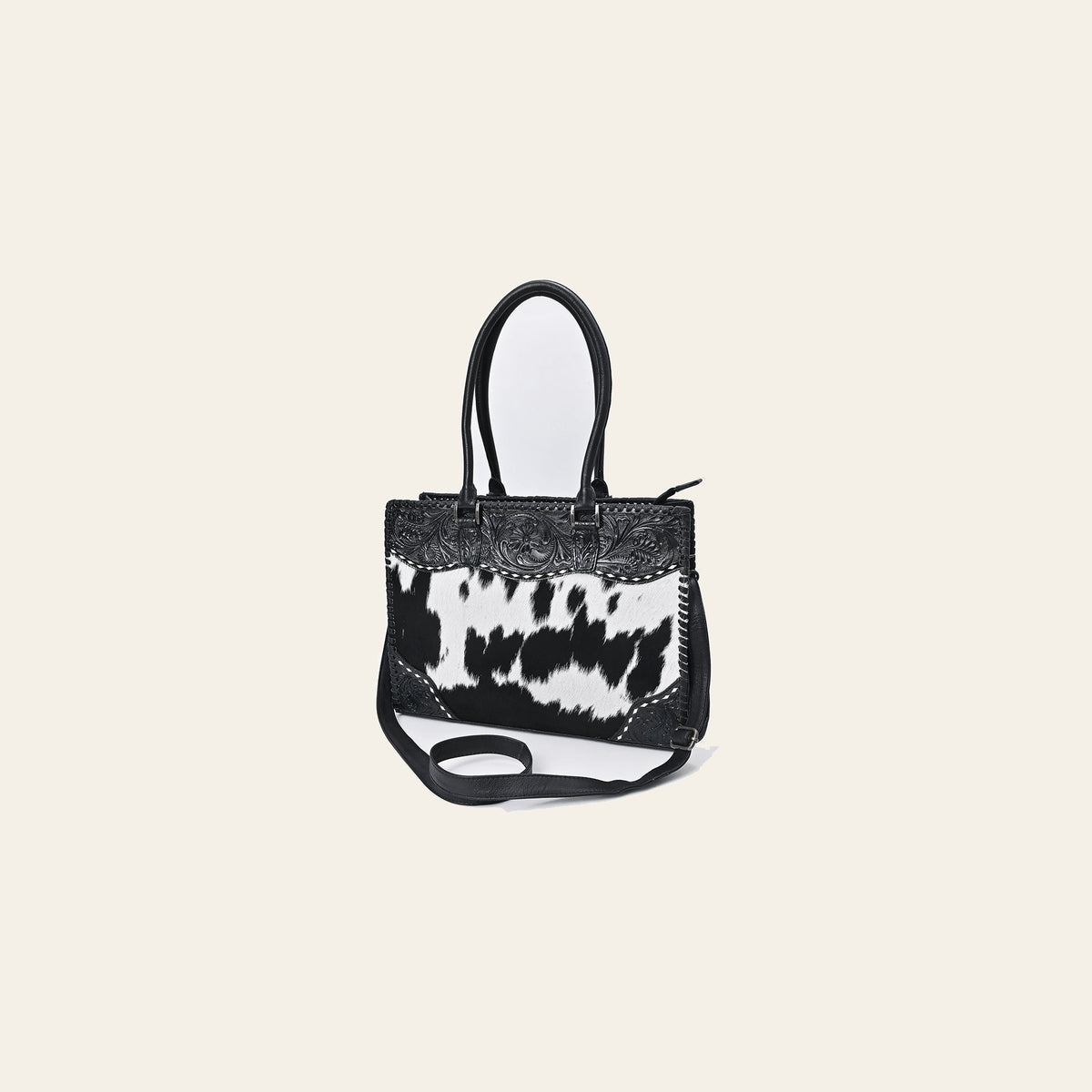 American Darling Tote Bag Hand Tooled Floral Carved Hair-On Cowhide Genuine Leather Western Purse for Women