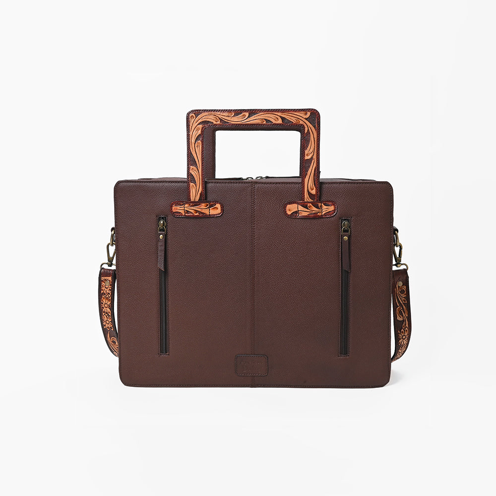 American Darling Hand Tooled Leather Briefcase Work Tote Laptop Satchel