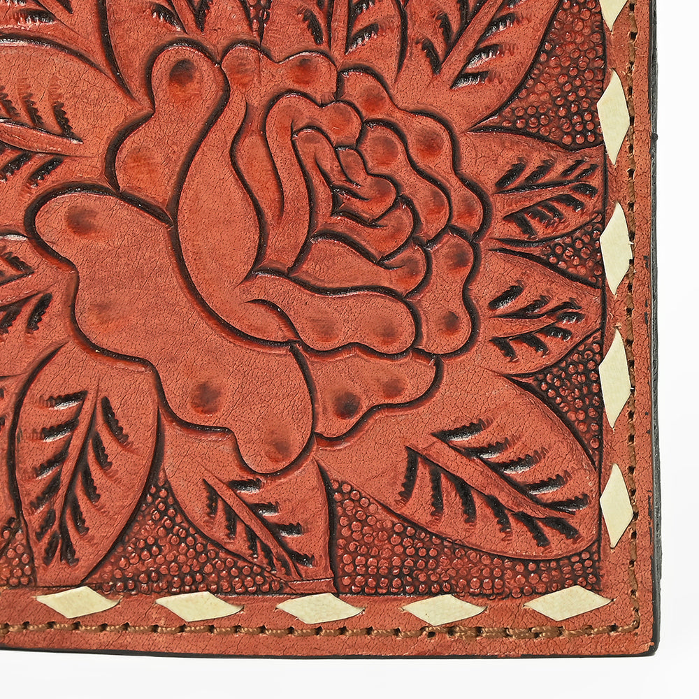 Hilason Western Rose Floral Bifold Men Women Genuine American Leather Wallet