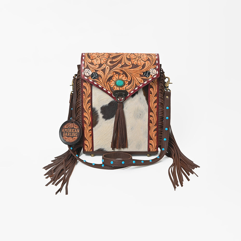 American Darling Western Cowhide Leather Fringe Bag