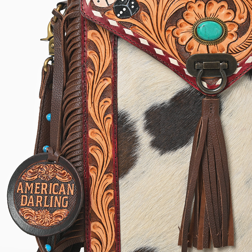 American Darling Western Cowhide Leather Fringe Bag