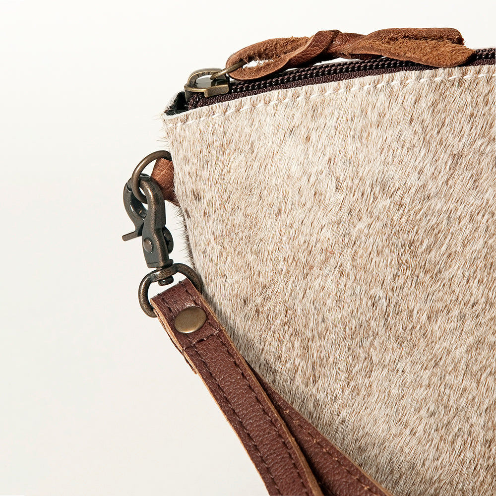 American Darling Coin Purse Bag Handcrafted from Hair-On Cowhide & Genuine Leather with Wristlet and YKK Zipper