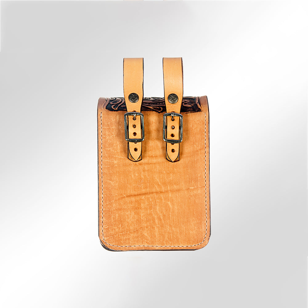 American Darling Hand Tooled Leather Belt Pouch – Western Floral Carved Phone Holster Case