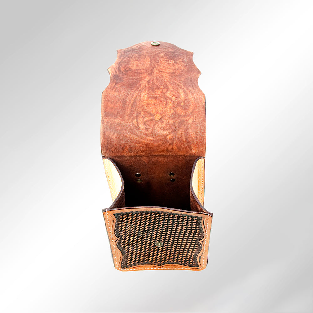 American Darling Hand Tooled Leather Belt Pouch – Western Floral Carved Phone Holster Case