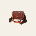American Darling Envelope Bag Handcrafted from Hand Tooled Floral Genuine Leather with Fringes and YKK Zipper