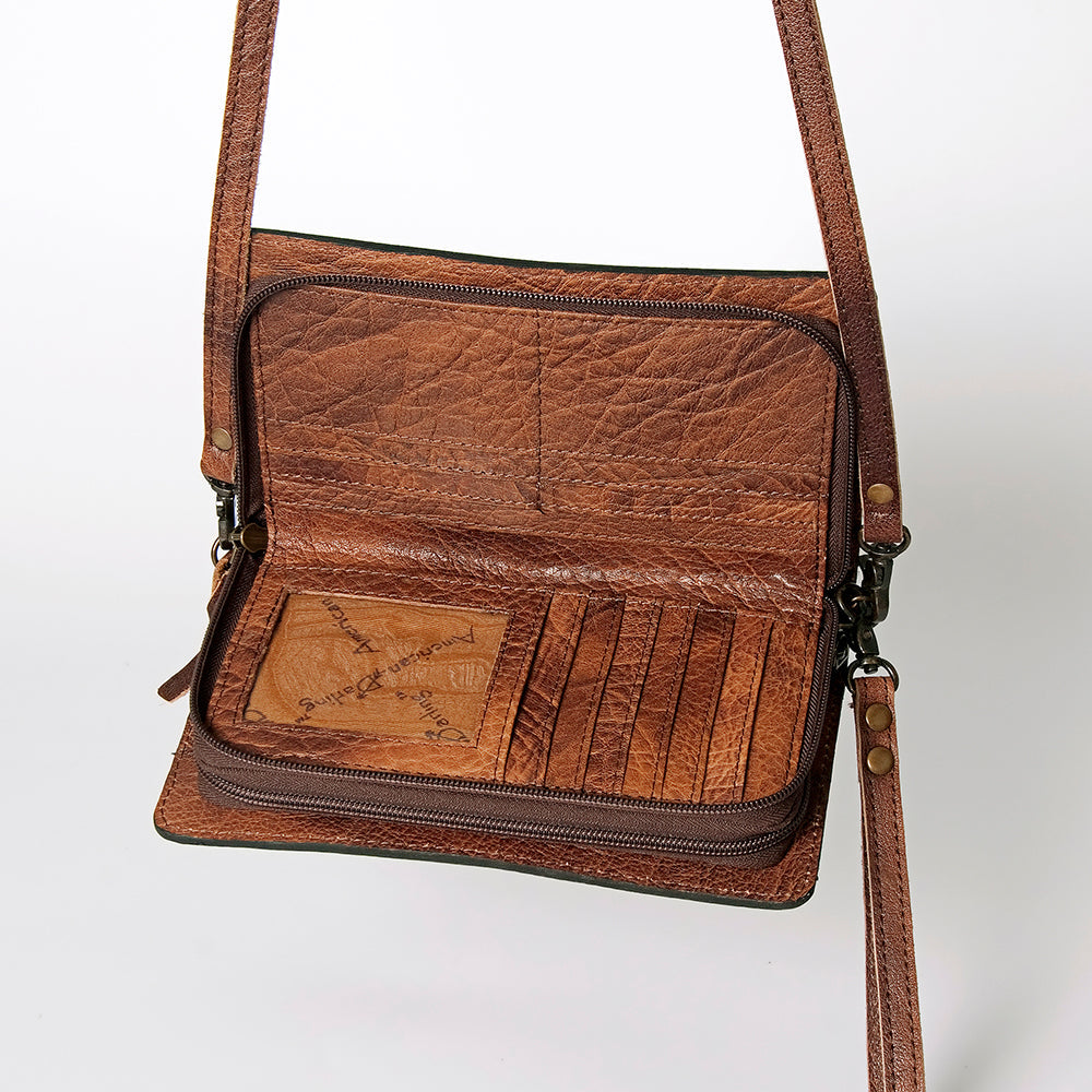 American Darling Organiser Bag Handcrafted from Crocodile Embossed Genuine Leather with YKK Zipper and Detachable Strap