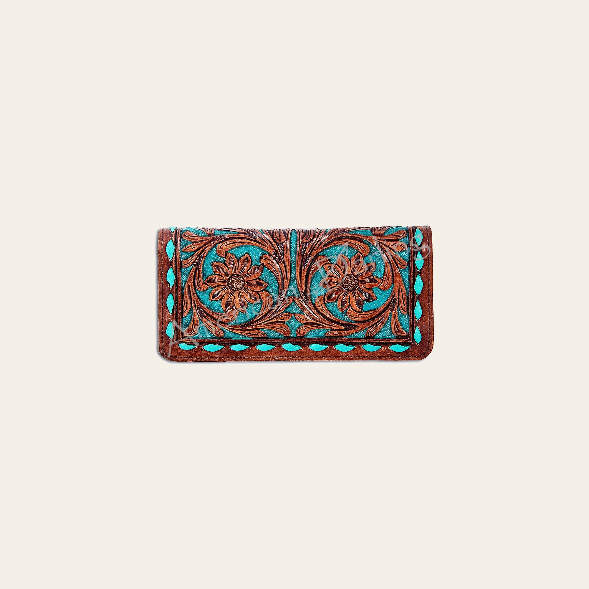 American Darling Western Wallet Bag Hand Tooled Floral Carved Genuine Vegetable Tanned Leather Purse with YKK Zipper