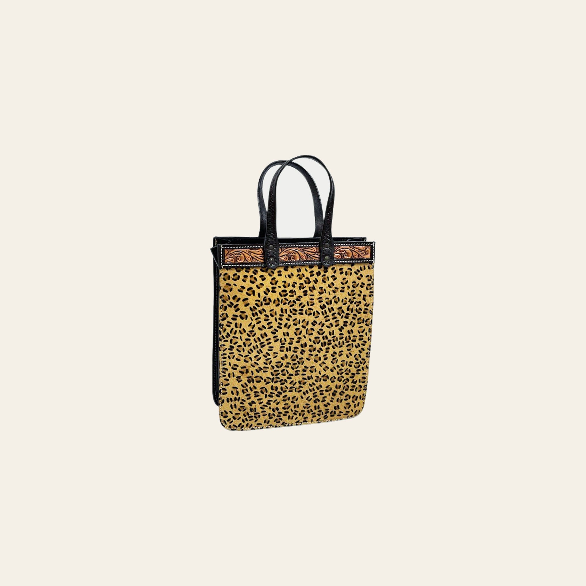 American Darling Tote Bag - Hand-Tooled Floral Leather & Hair-On Cowhide, Vegetable-Tanned Genuine Leather with YKK Zipper