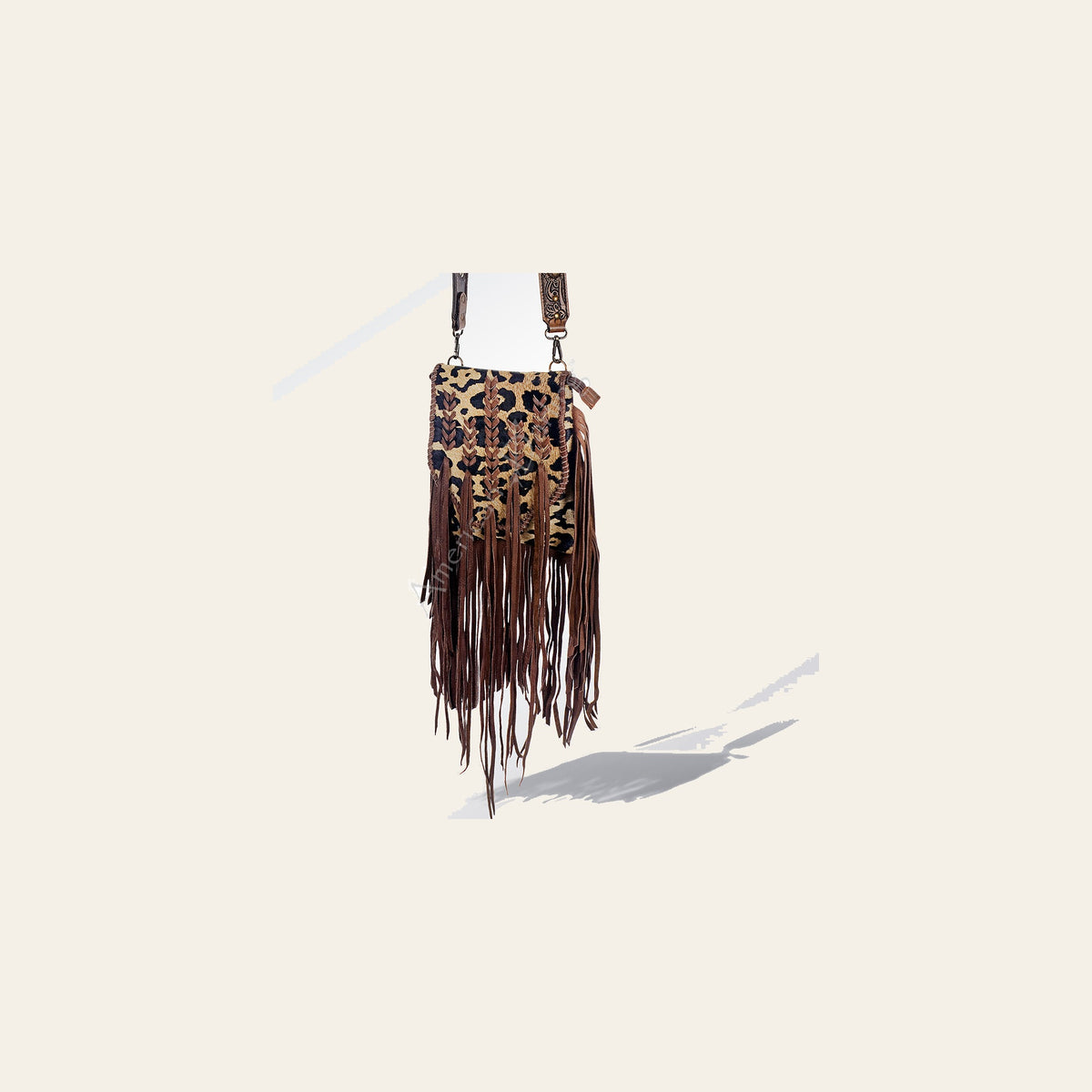 American Darling Cross body Bag Hand Tooled Floral Strap Hair-On Cowhide Leather Purse Fringes with YKK Zipper