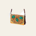 American Darling Organiser Bag Hand Tooled Floral Carved Genuine Leather Western Wallet Buck Stitched with YKK Zipper