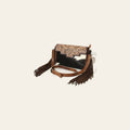 American Darling Small Cross body Bag Hand Tooled Floral Carved Hair-On Cowhide Leather Purse Fringes Buck stitched YKK Zipper