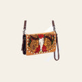 American Darling Organiser Bag Hand Tooled Floral Carved Longhorn Genuine Leather Wallet Buck stitched with YKK Zipper
