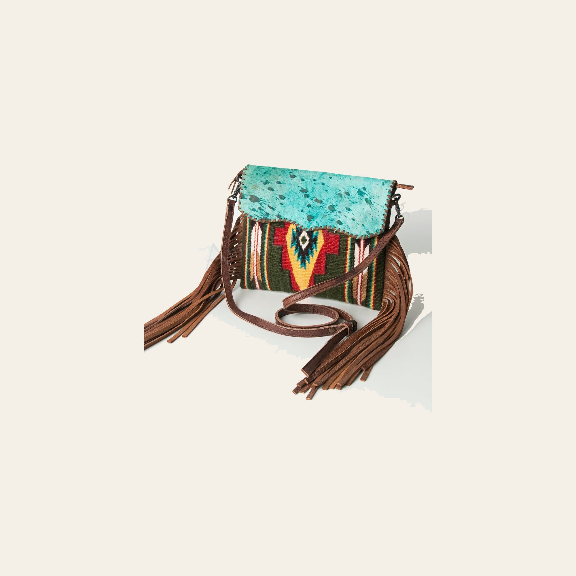 American Darling Cross body Bag Hand Woven Saddle Blanket Hair-On Cowhide Western Purse with Fringes and YKK Zipper