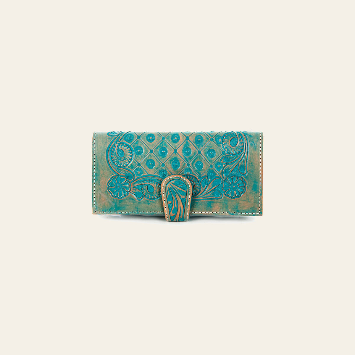 American Darling Wallet Bag Hand Tooled Floral Carved Genuine Leather Western Purse with YKK Zipper