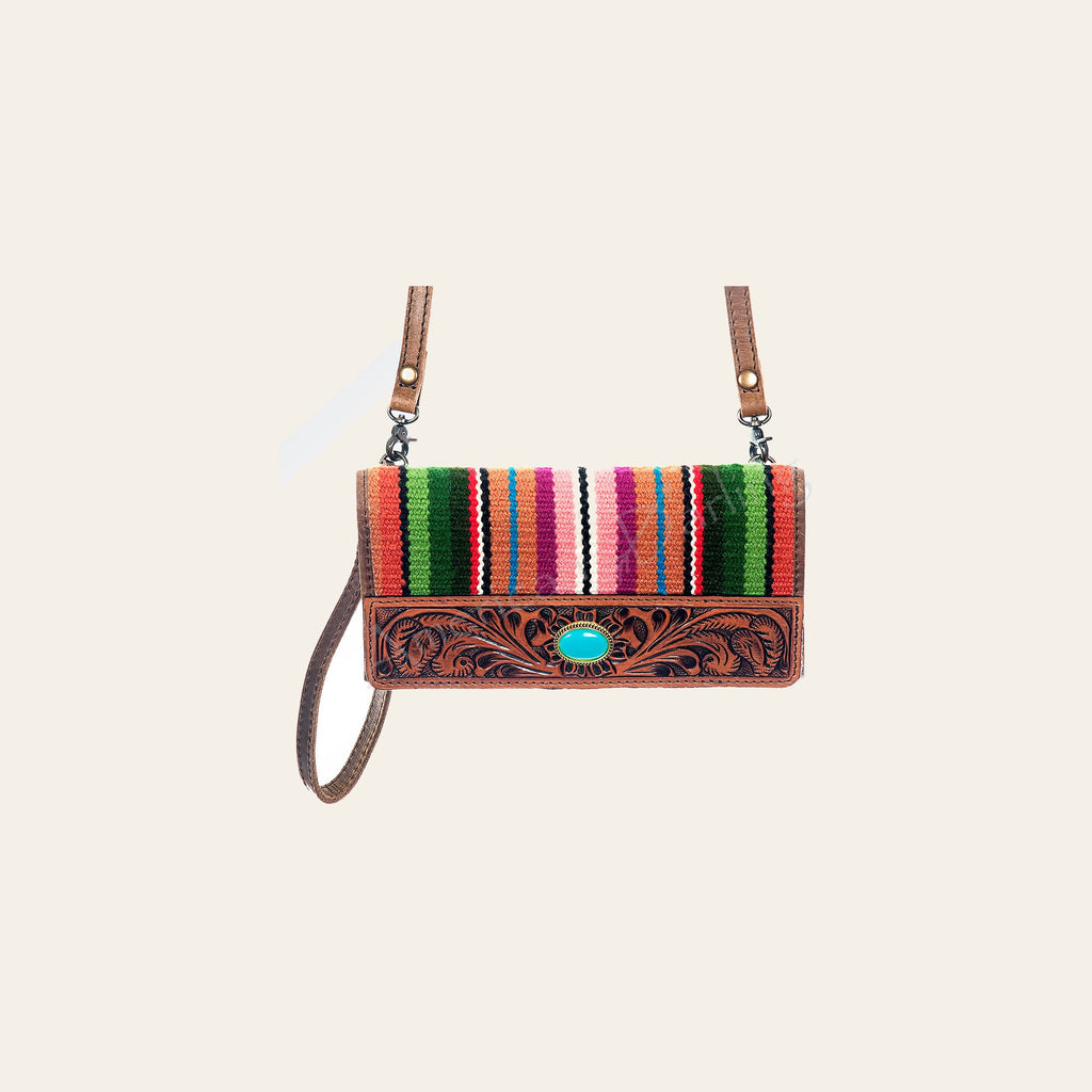 American Darling Small Cross body Bag Hand Tooled Floral Carved Saddle Blanket Genuine Leather Western Purse with YKK Zipper