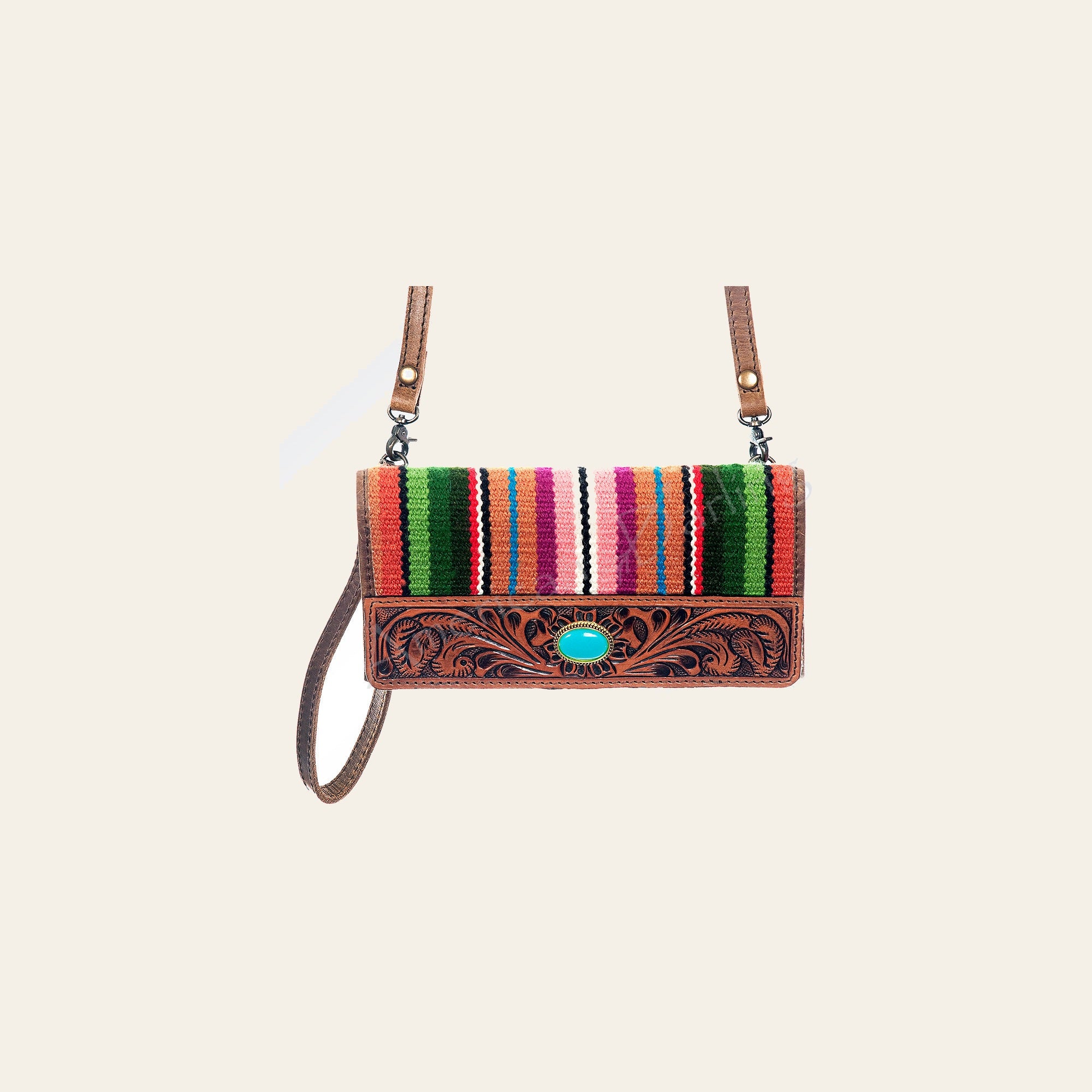 American Darling Small Cross body Bag Hand Tooled Floral Carved Saddle Blanket Genuine Leather Western Purse with YKK Zipper