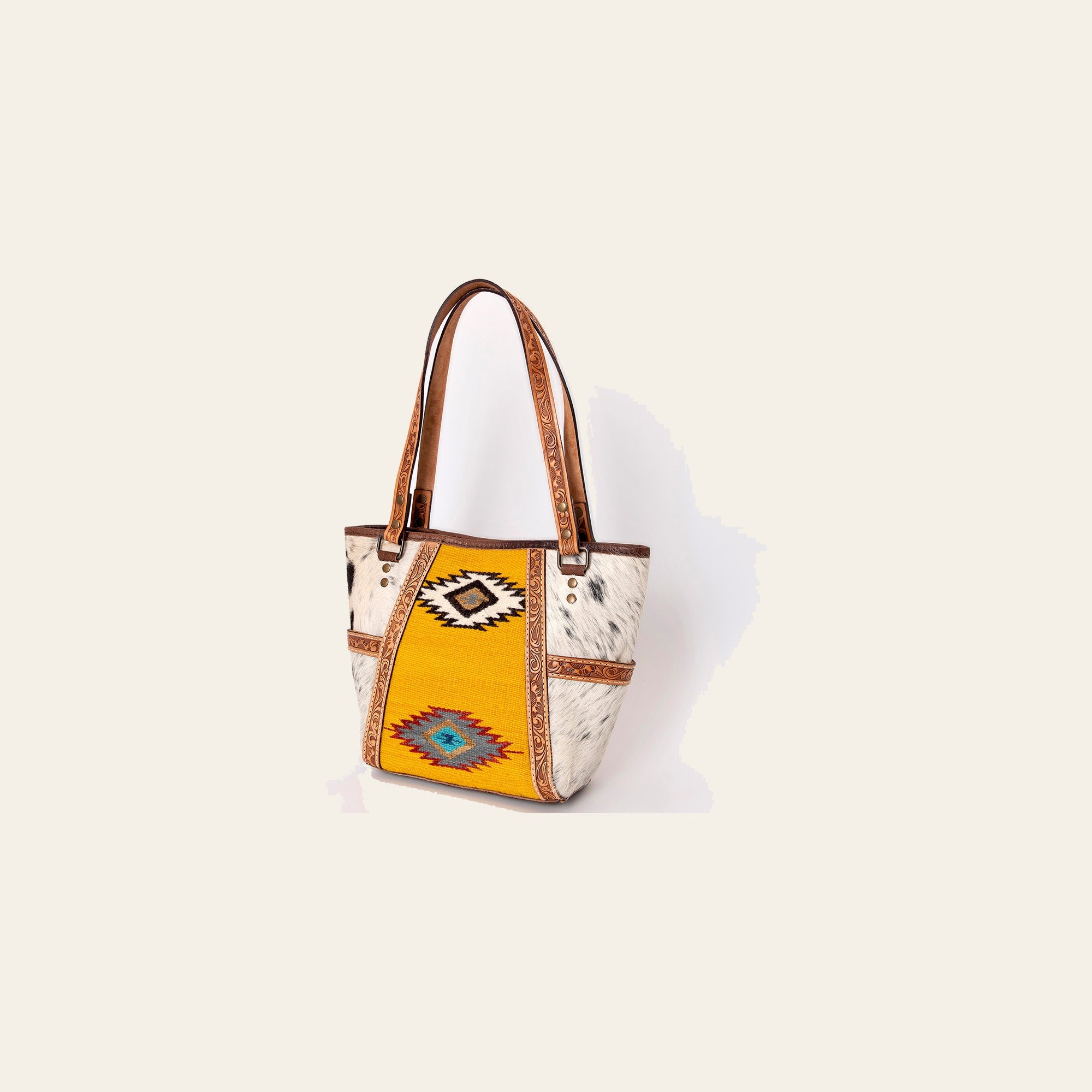 American Darling Tote Bag Hand Tooled Floral Carved Saddle Blanket Genuine Leather Western Purse with YKK Zipper