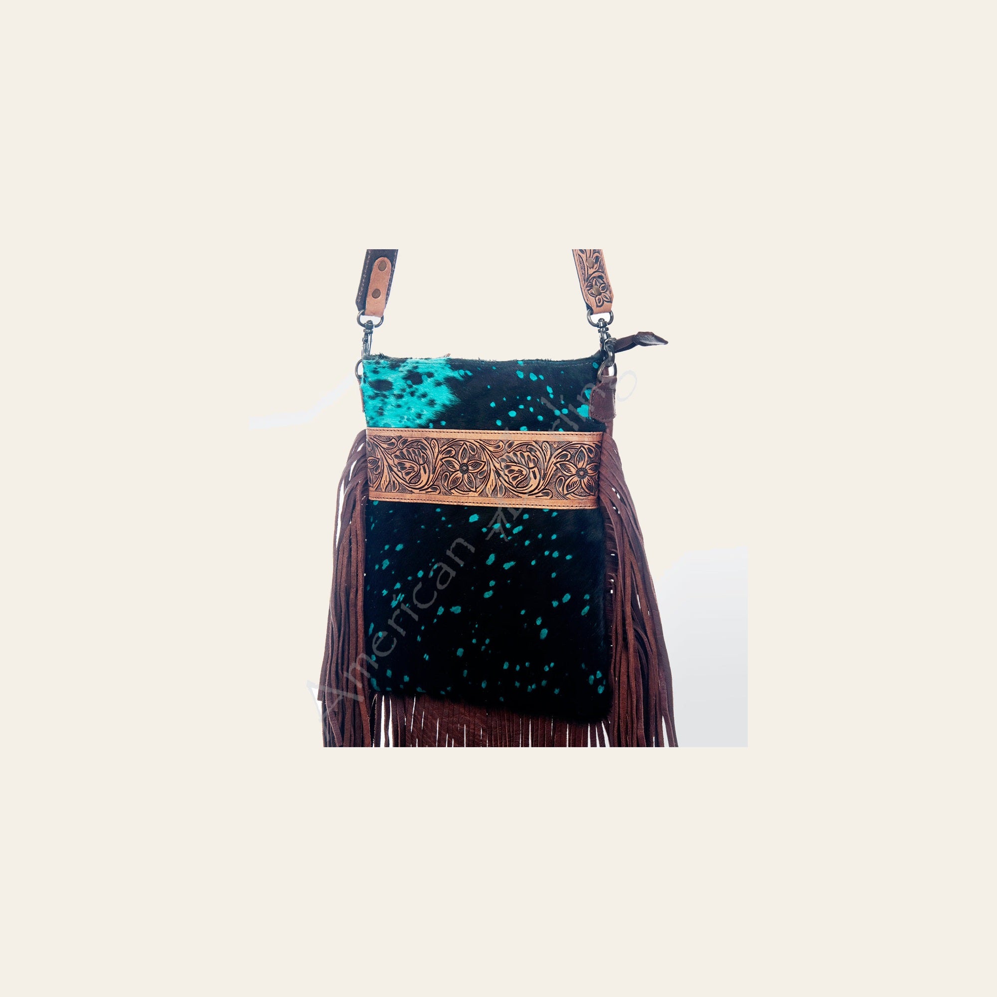 American Darling Large Crossbody Hand Tooled Hair On Genuine Leather Women Bag Western Handbag Purse