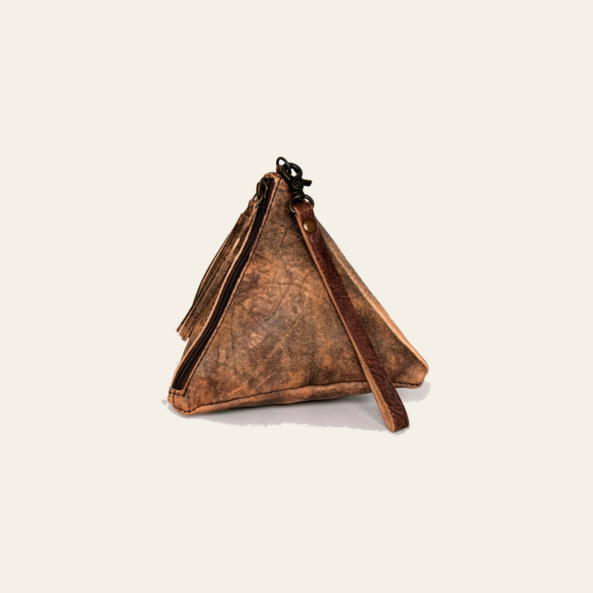 American Darling Wallet Bag Genuine Vegetable Tanned Leather Western Pyramid Purse with Wristlet Strap and YKK Zipper