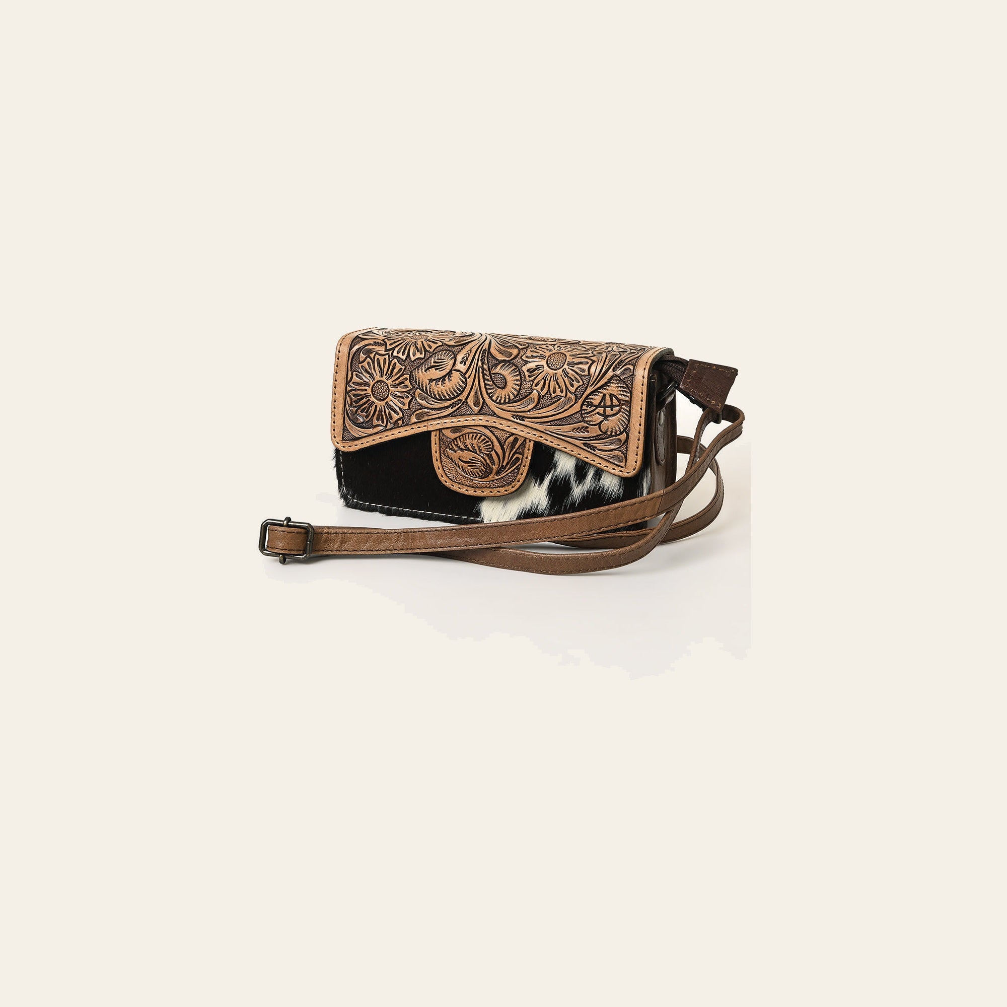 American Darling Wallet Bag Hand Tooled Floral Carved Cowhide Genuine Leather Western Purse with YKK Zipper