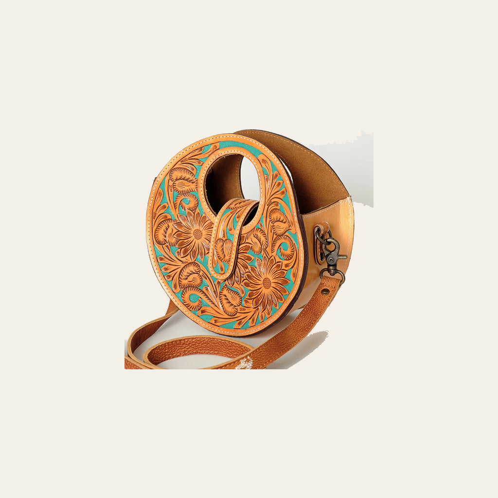 American Darling Hobo Bag, Hand Tooled Floral Carved Vegetable-Tanned Leather, Western Handcrafted Shoulder Purse