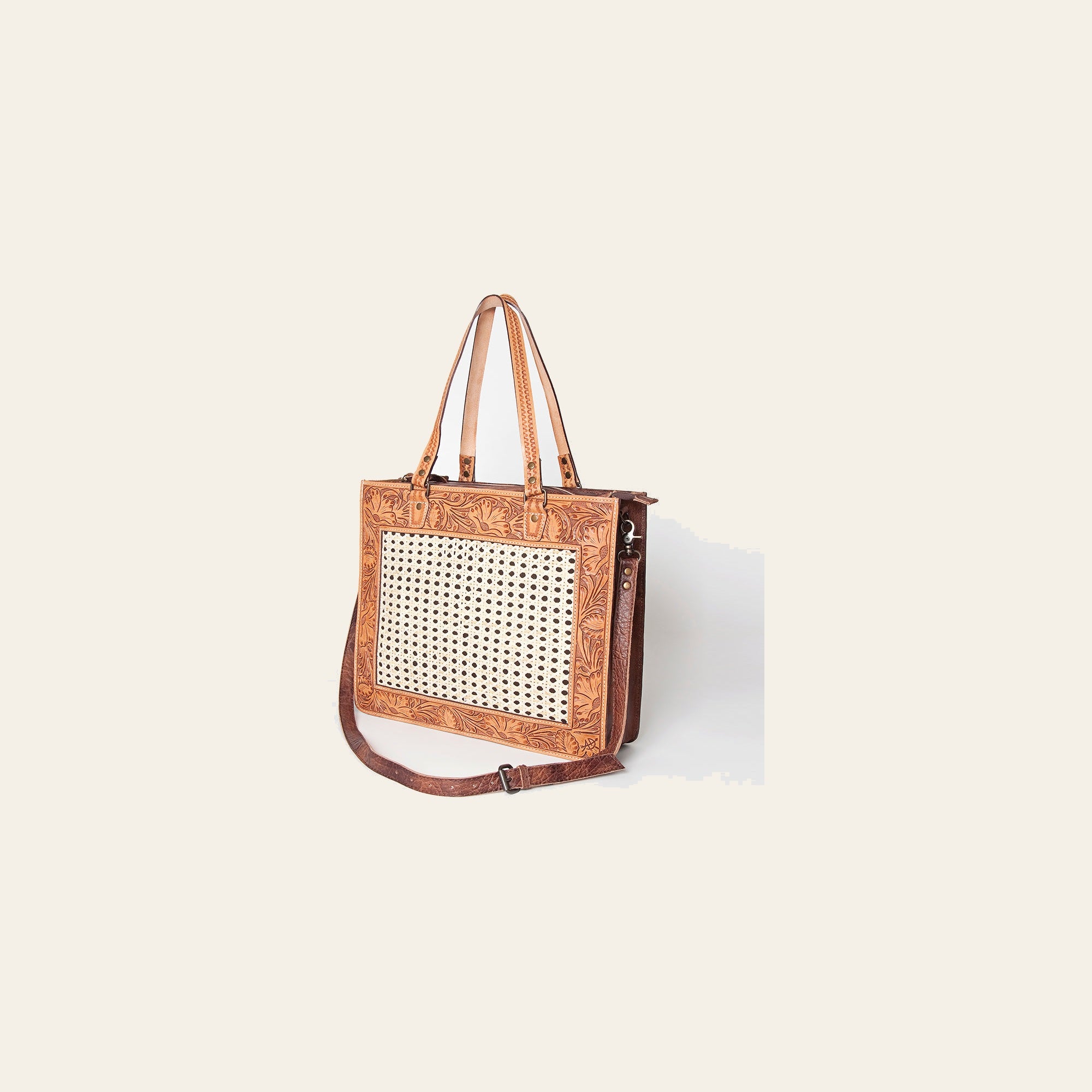 American Darling Tote Bag for Women, Hand Tooled Floral Leather, Vegetable-Tanned Full Grain Western Bag with YKK Zipper