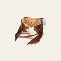 American Darling Small Cross body Bag for Women, Hand Tooled Floral Leather, Hair-On Cowhide with Fringes, Genuine Leather