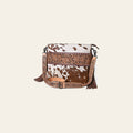 American Darling Small Cross body Bag for Women, Hand Tooled Floral Leather, Hair-On Cowhide with Fringes, Genuine Leather