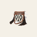 American Darling Signature Cross body Bag for Women, Hand Tooled Floral Leather & Woven Saddle Blanket, Western Fringed Purse