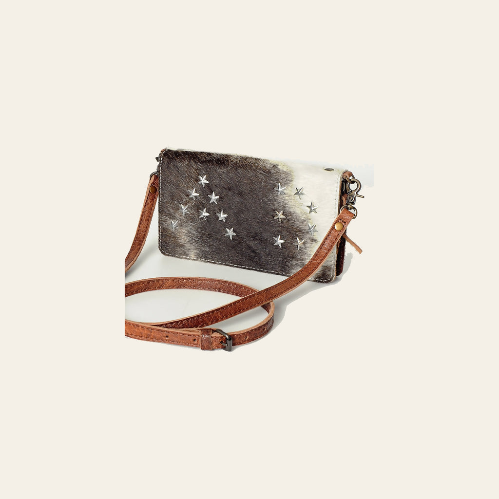 American Darling Small Cross body Bag for Women, Hair-On Cowhide, Rivetted Genuine Leather Western Purse, YKK Zipper