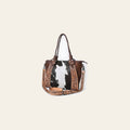 American Darling Tote Bag Western Hand Tooled Floral Genuine Leather with Hair-On Cowhide & Braided Handle for Women