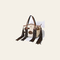 American Darling Western Leather Tote Bag, Hair-On Cowhide & Floral Tooled Accents, Genuine Leather Fringe Shoulder Bag for Women