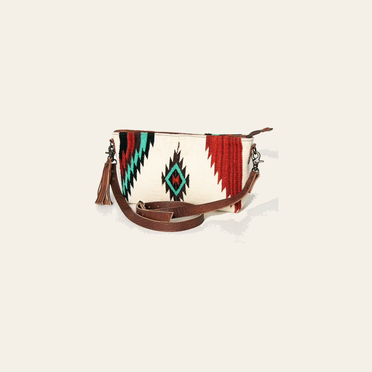 American Darling Wristlet Bag, Genuine Leather Western Purse with Hand Woven Saddle Blanket, Full Grain Leather Travel Clutch