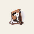 American Darling Large Cross body Bag, Genuine Leather Western Purse with Hair-On Cowhide, Hand Tooled Floral Detail & Fringe