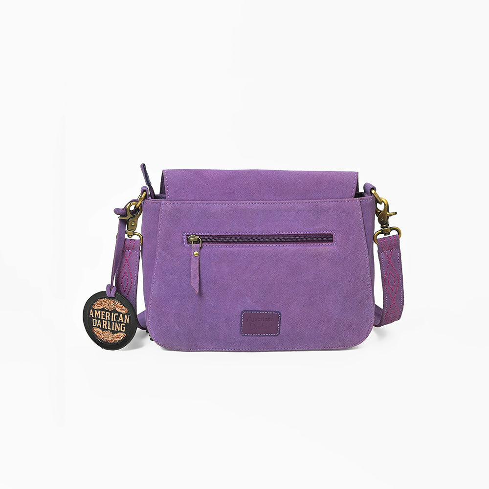 American Darling Boho Western Suede Crossbody Bag with Fringe & Geometric Embroidery