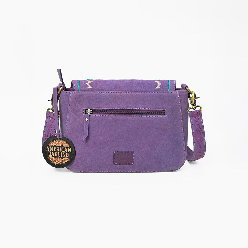 American Darling Boho Western Suede Crossbody Bag with Fringe & Geometric Embroidery
