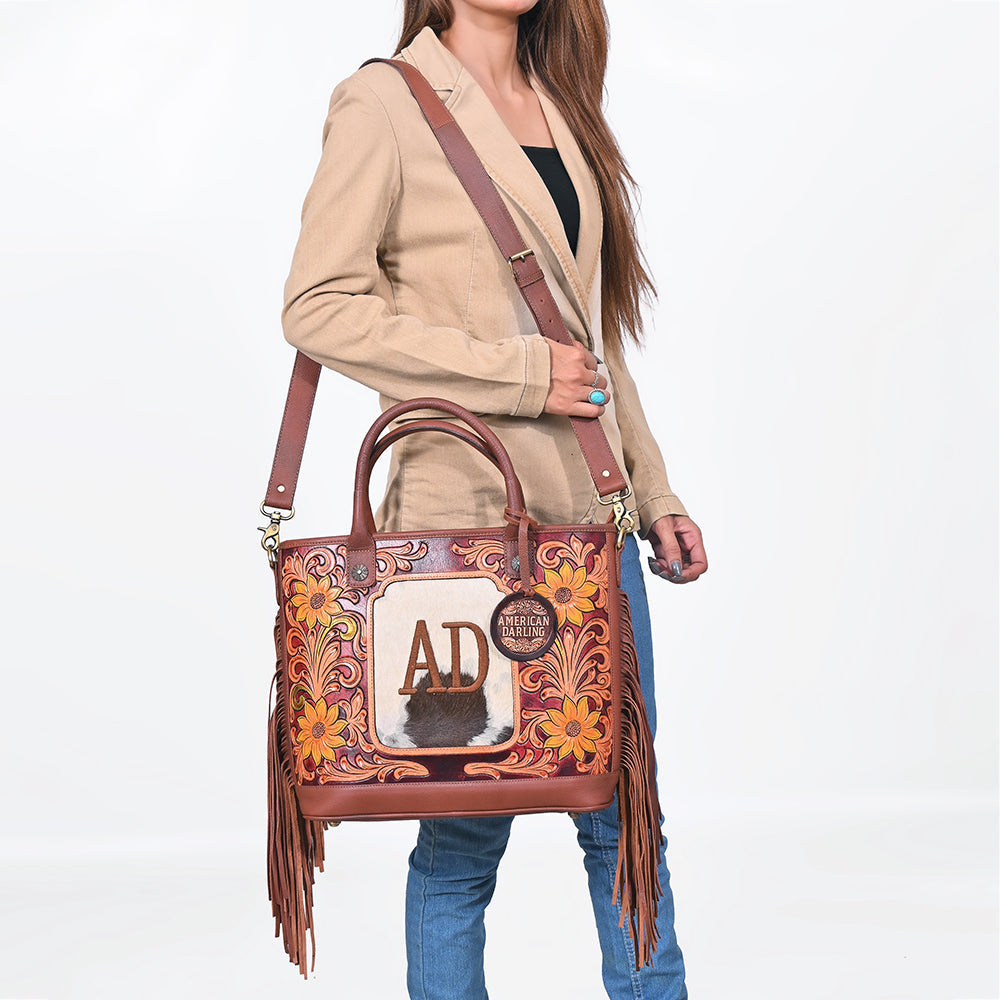 American Darling Western Fringe Hair-On Cowhide Tote Purse