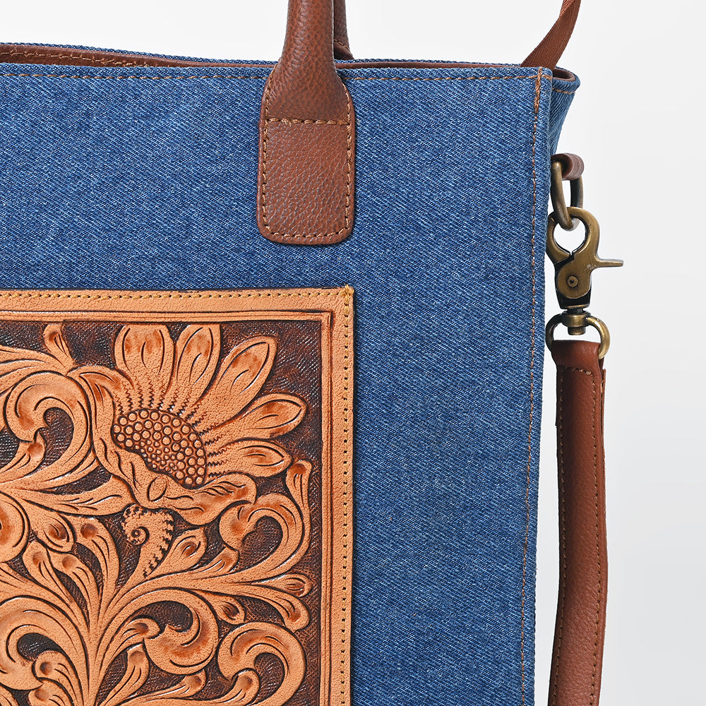 American Darling Luxury Genuine Cowhide Tote Bag for Women, Hand-Tooled Leather Shoulder Bag