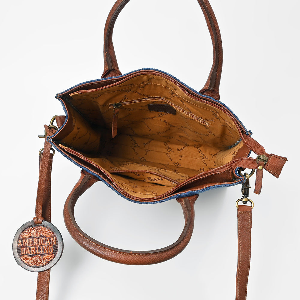 American Darling Luxury Genuine Cowhide Tote Bag for Women, Hand-Tooled Leather Shoulder Bag