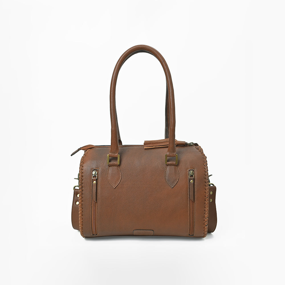 American Darling Hand-Tooled Leather Barrel Speedy Bag – Classic Western Floral Design