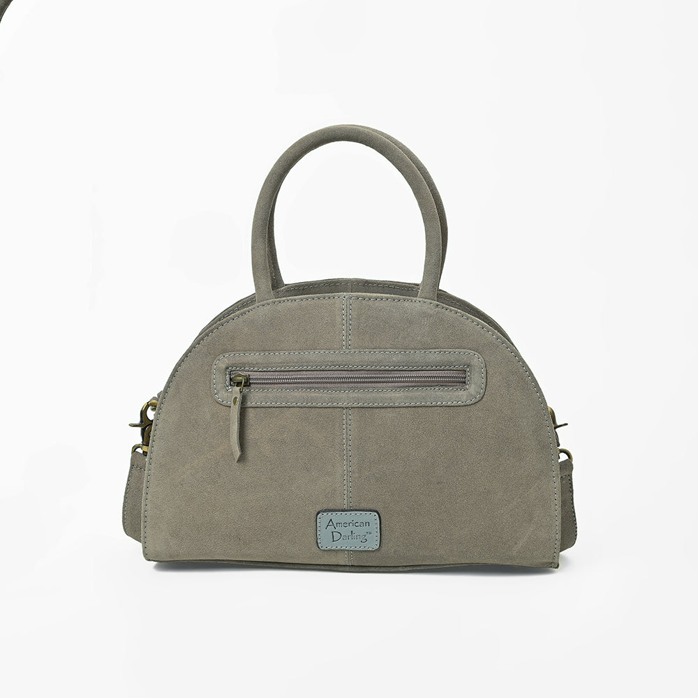 American Darling Western Leather Dome Satchel with Hand-Tooled Floral & Embellished Panel
