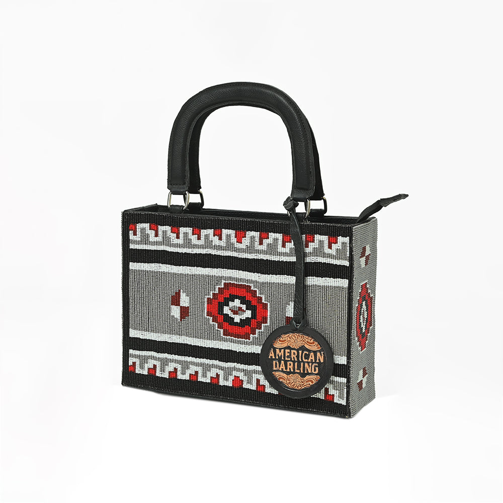American Darling Southwestern Woven Box Tote Bag with Structured Silhouette