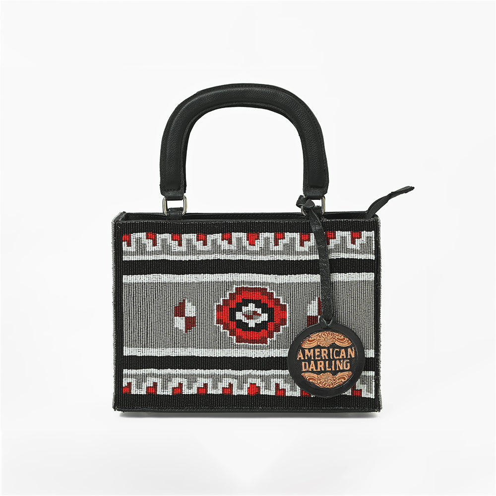 American Darling Southwestern Woven Box Tote Bag with Structured Silhouette