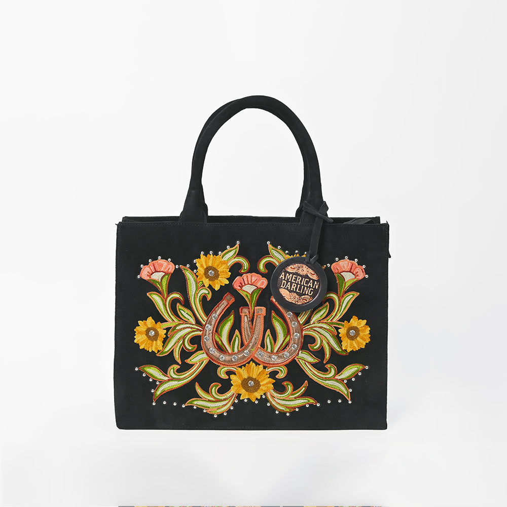 American Darling Embroidered Black Western Tote Handbag