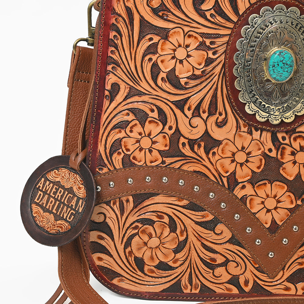 American Darling Western Floral Leather Shoulder Purse