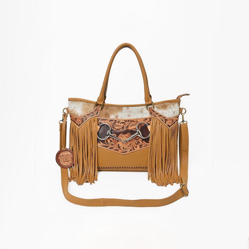 American Darling Western Leather Tote Bag with Hair-On Cowhide