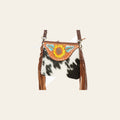 American Darling Messenger Bag Hair-On Cowhide Hand Tooled Genuine Leather with Fringes Western Purse
