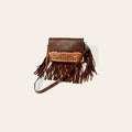 American Darling Large Cross body Bag Hand Tooled Floral Carved Genuine Leather with Fringes Western Purse
