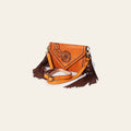 American Darling Envelope Bag Hand Tooled Floral Carved Genuine Leather with Fringes Western Purse